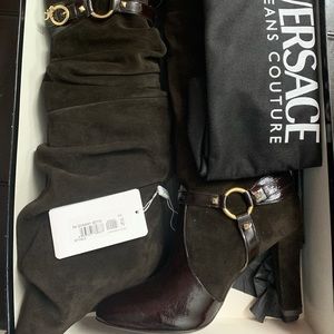 Authentic Versace Brown Suede Tall Boots size 40
